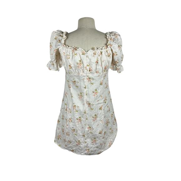 REFORMATION Robles Mildred Linen Floral Mini Dress Women's Size 10 Dainty Print - Picture 3 of 7